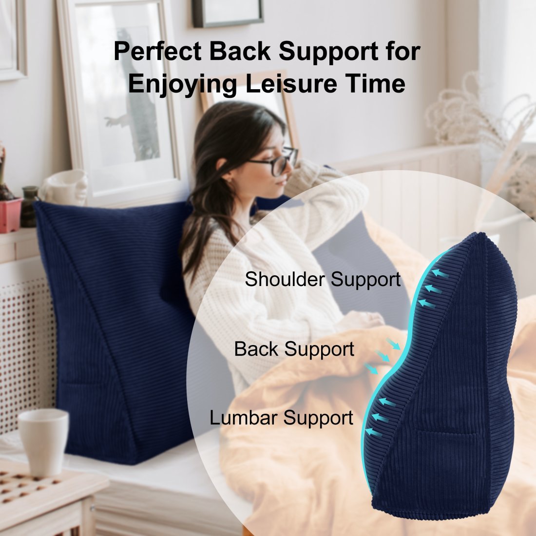 Comfort Wedge Bed Reading Pillow Back Pain Relief Pillow Bed Rest